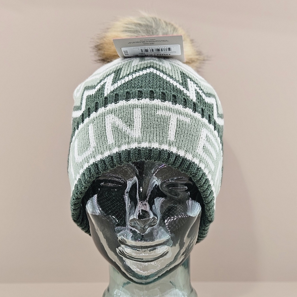 Hunter Hat Beanie Green Multi Fair Isle Pompom Cottagecore Outdoor Fall Winter